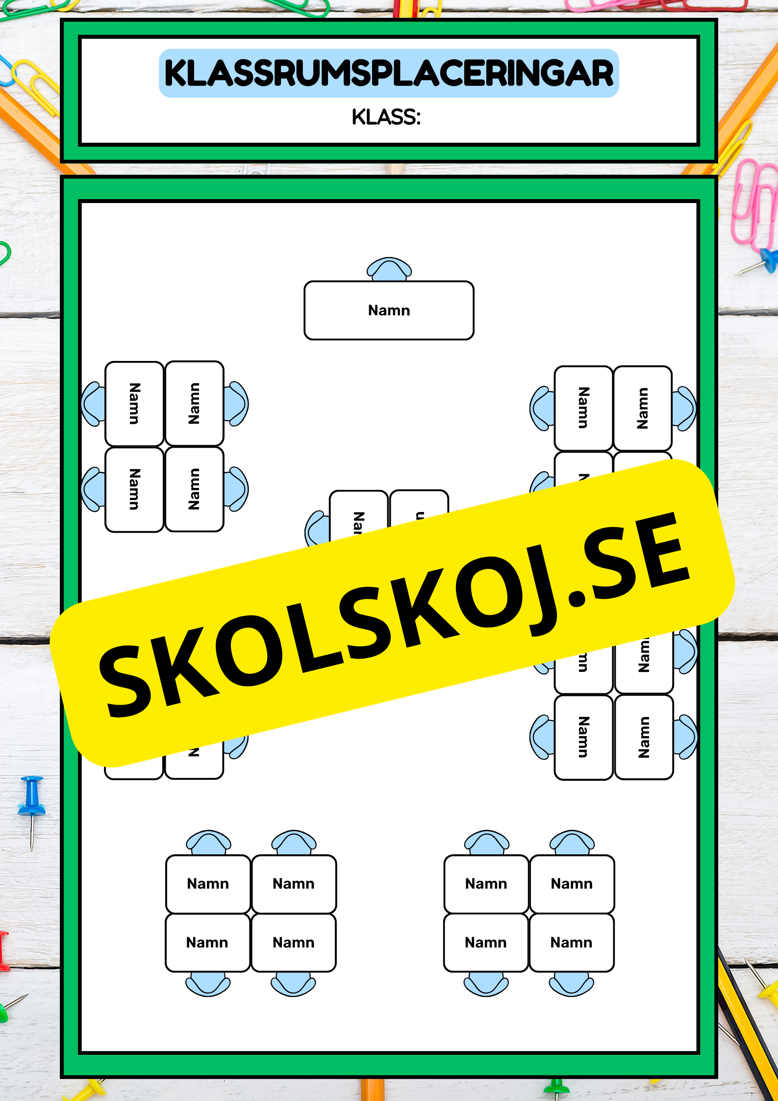 Klassrumsplaceringar - Redigerbara - Powerpoint