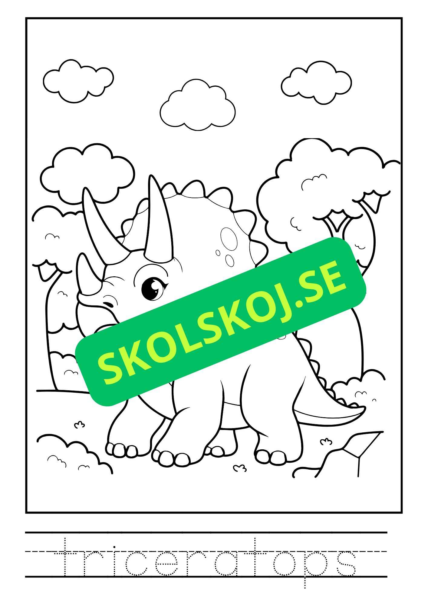 Dinos målarfest - Spåra och färglägg