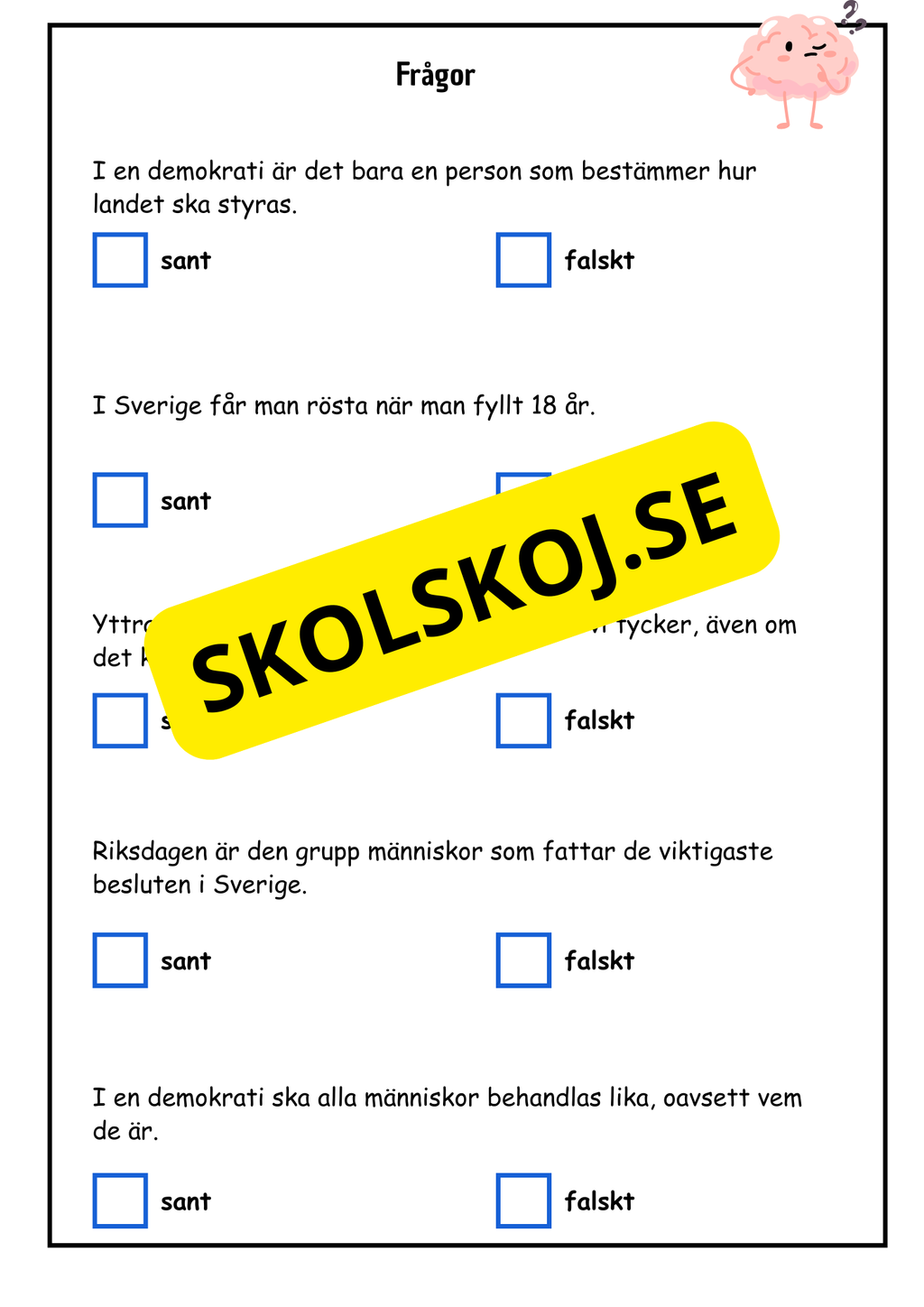 Vad är demokrati? - Årskurs 4 - 6 (18 sidor)