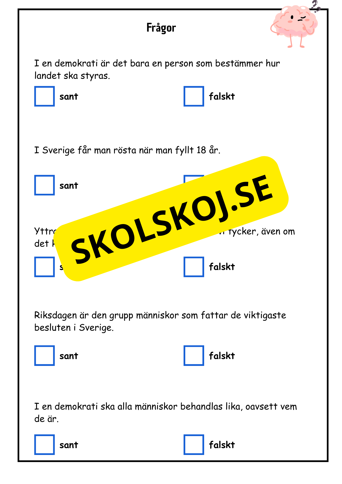 Vad är demokrati? - Årskurs 4 - 6 (18 sidor)
