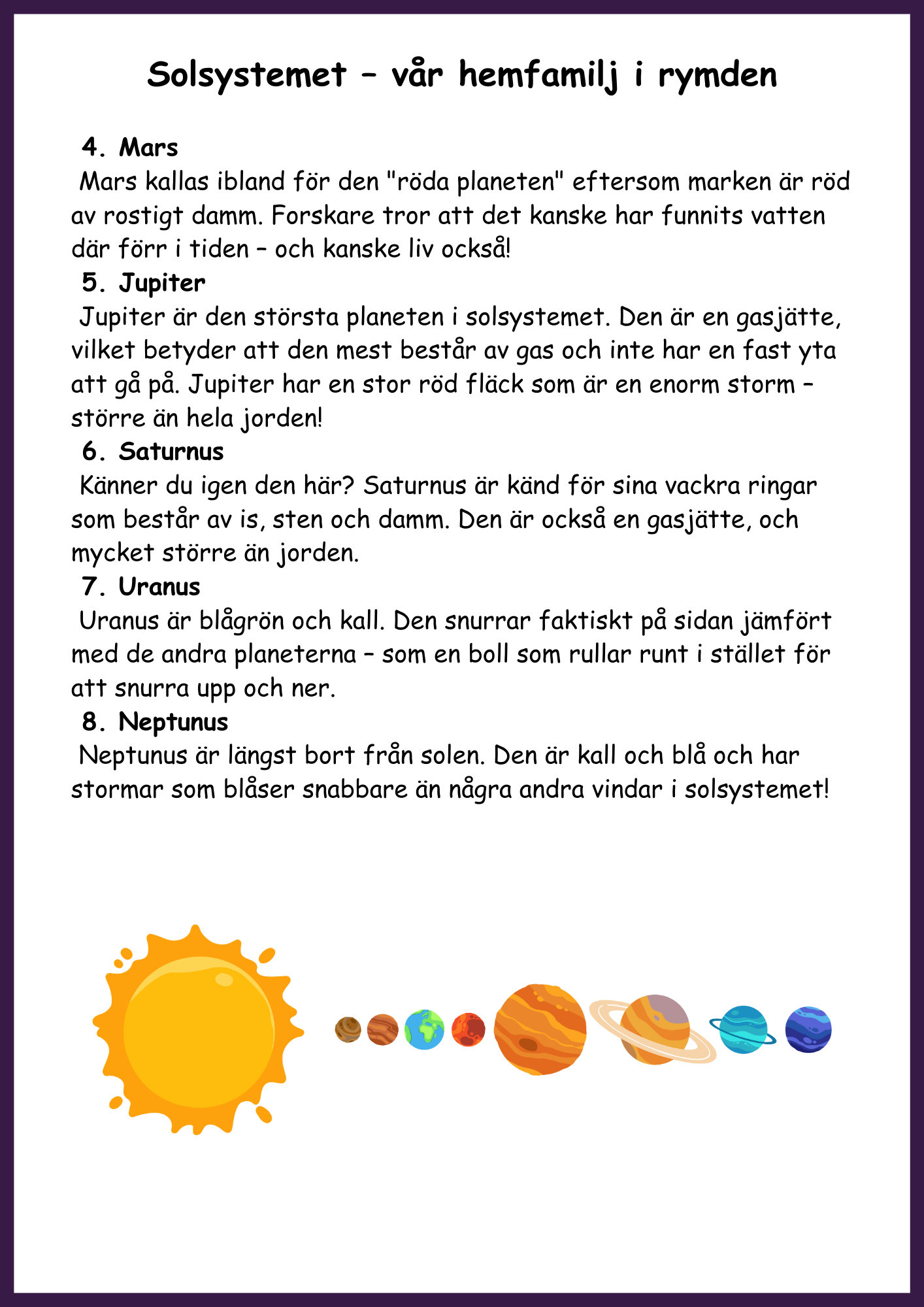 Upptäck rymden - Fakta - Årskurs 4 - 6