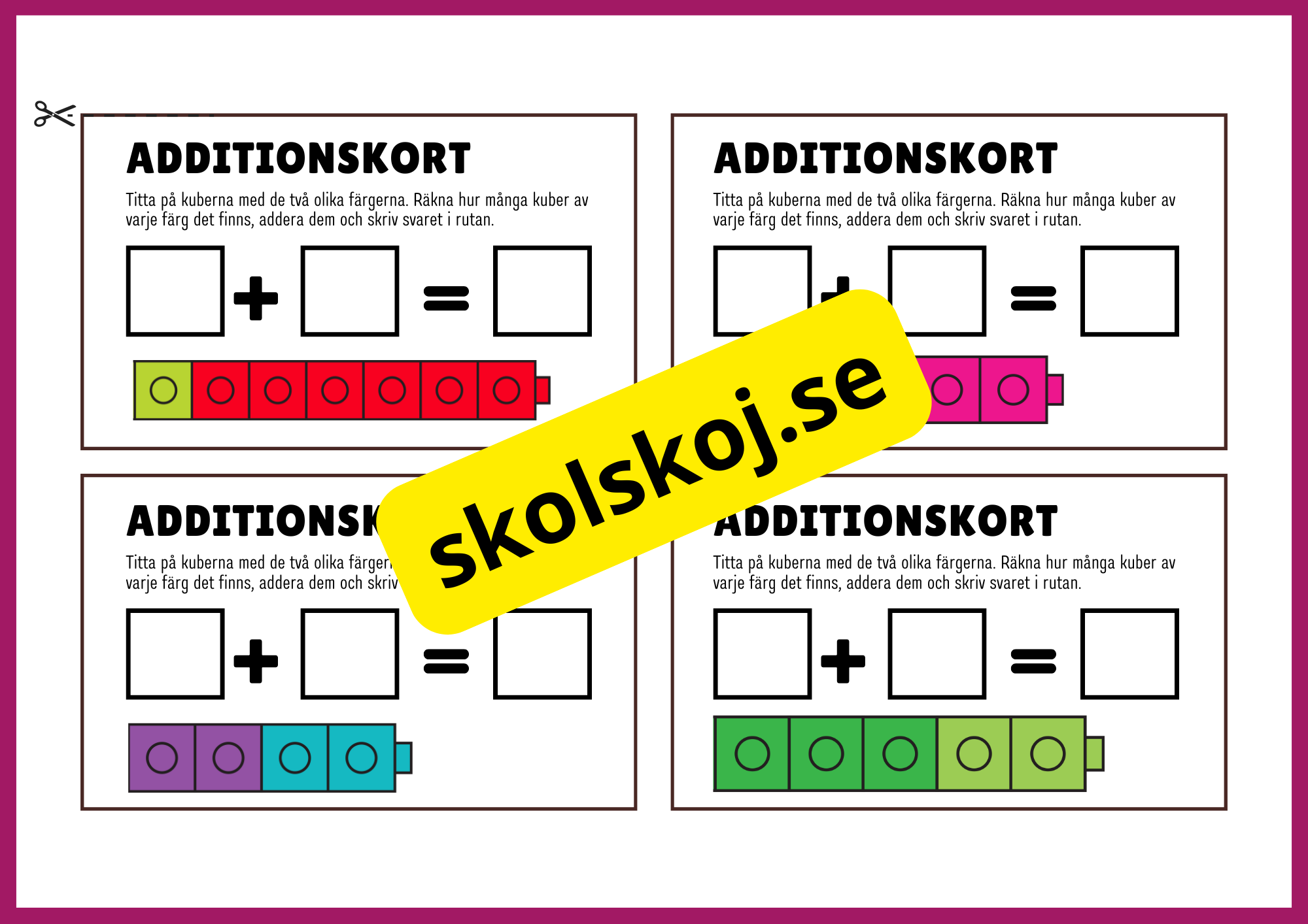 Additionskort - Enkel addition