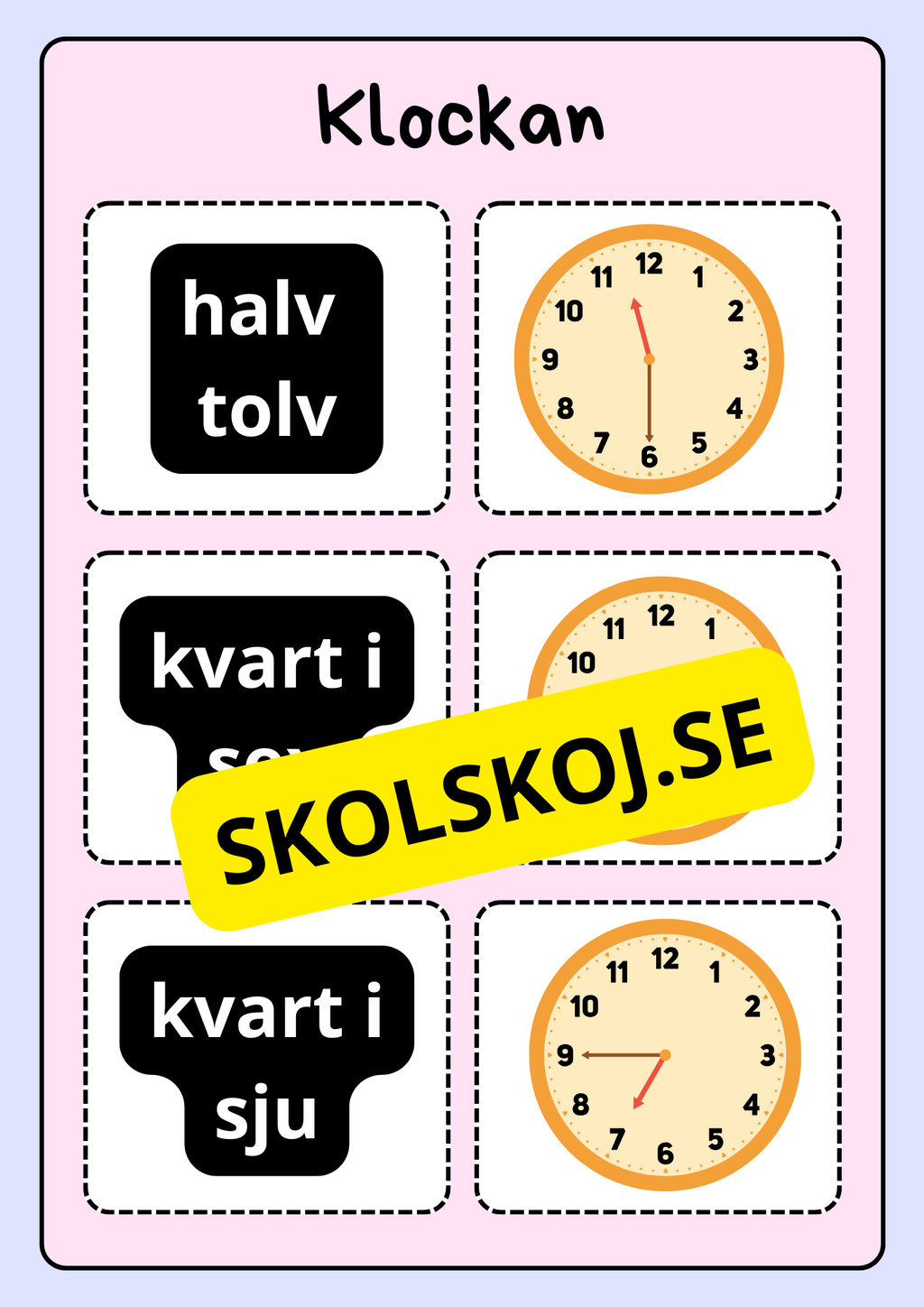 Klockan - Vi lär oss klockan (75 kort)