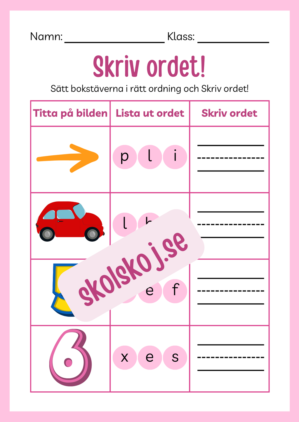 Häfte - Skriv ordet