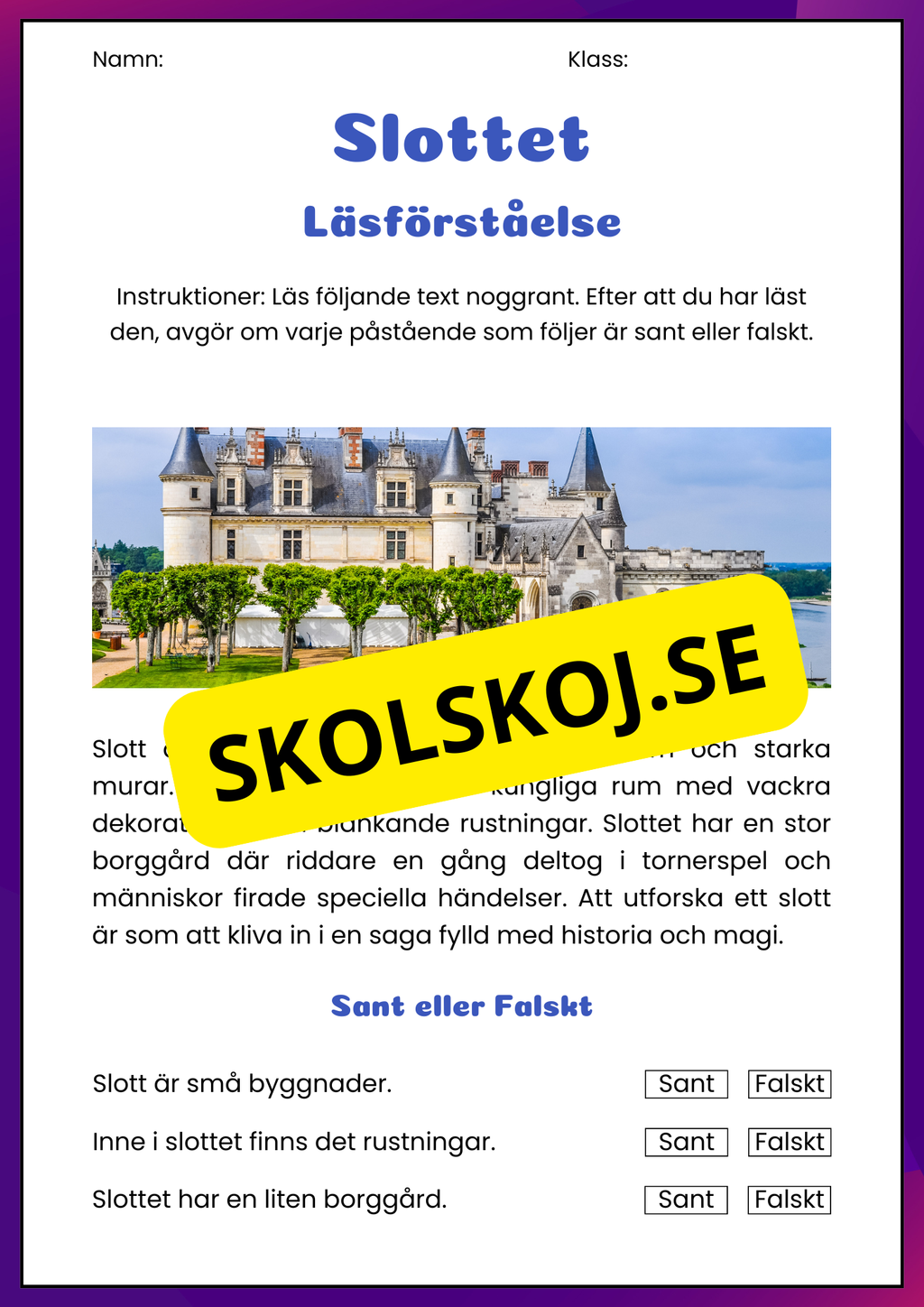 Läsförståelse - Årskurs 3