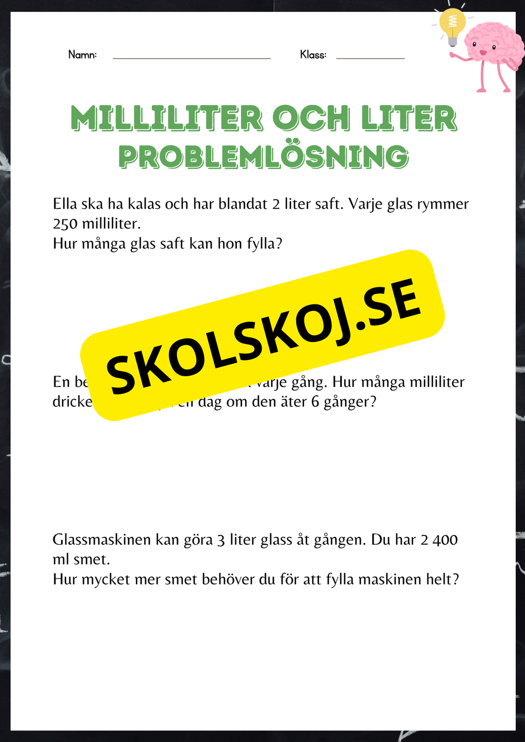 Milliliter och liter - Häfte
