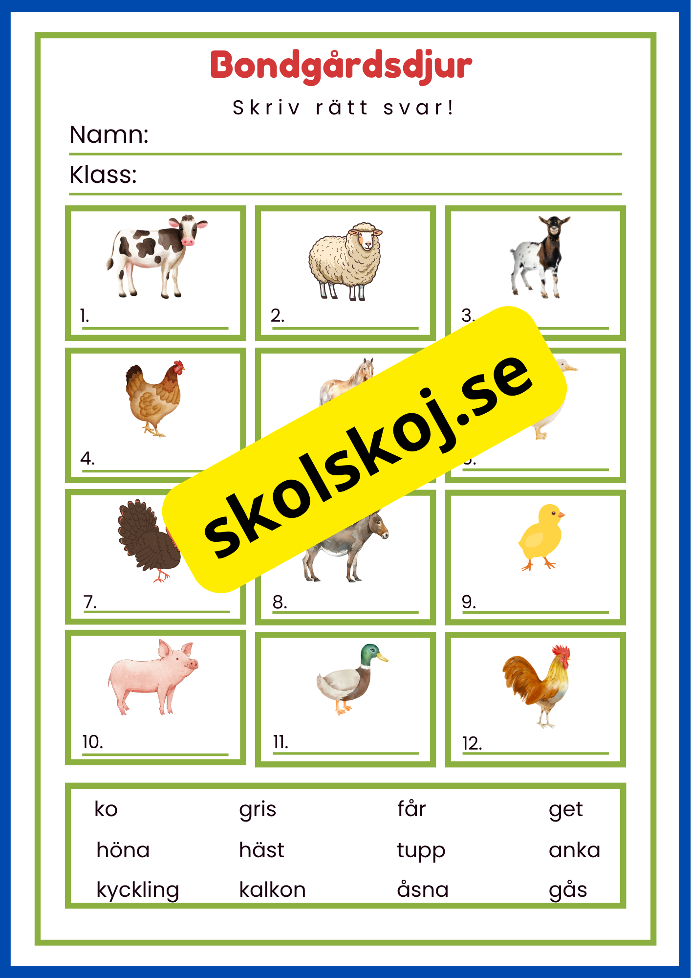 Jag lär mig skriva djur