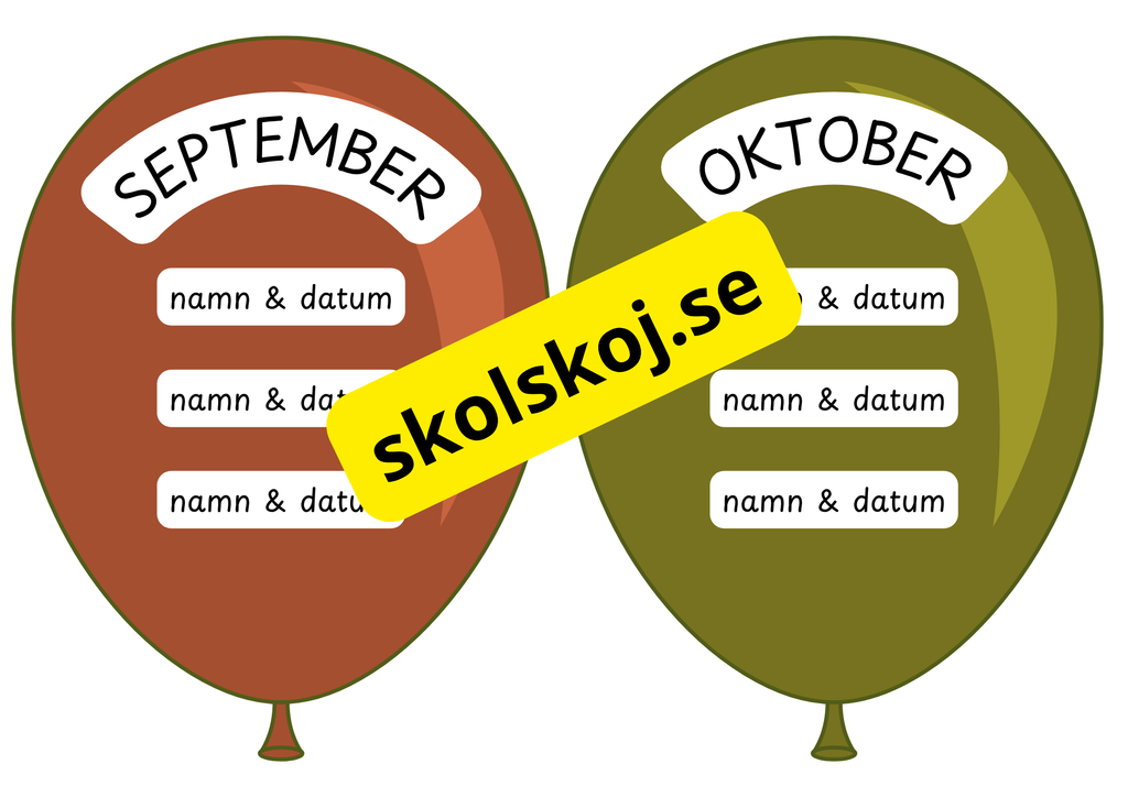 Födelsedagsballonger - A5 storlek - Redigerbara