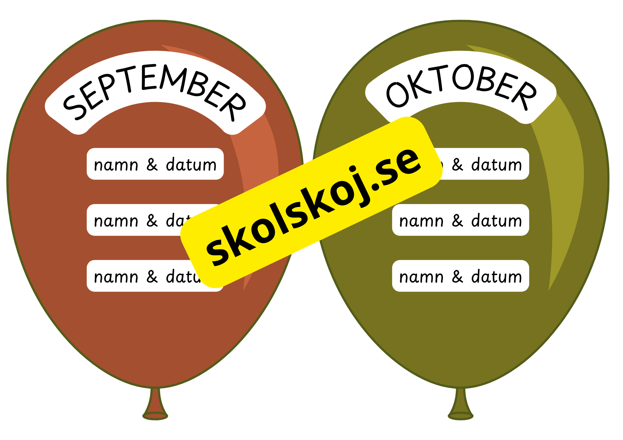 Födelsedagsballonger - A5 storlek - Redigerbara