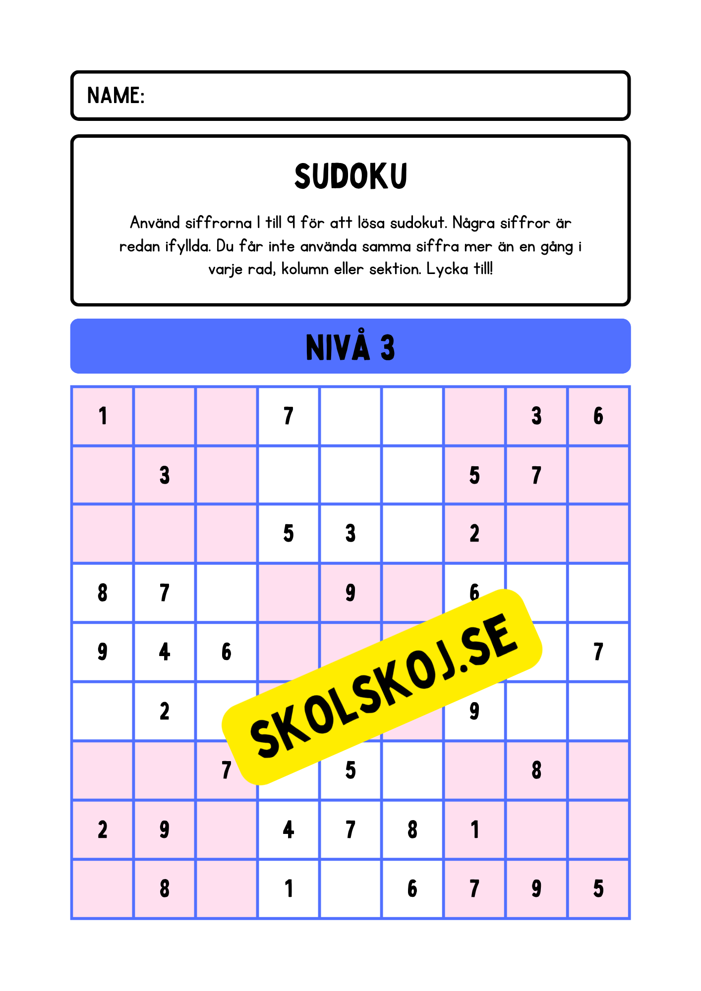 Sudoku matematik + Facit