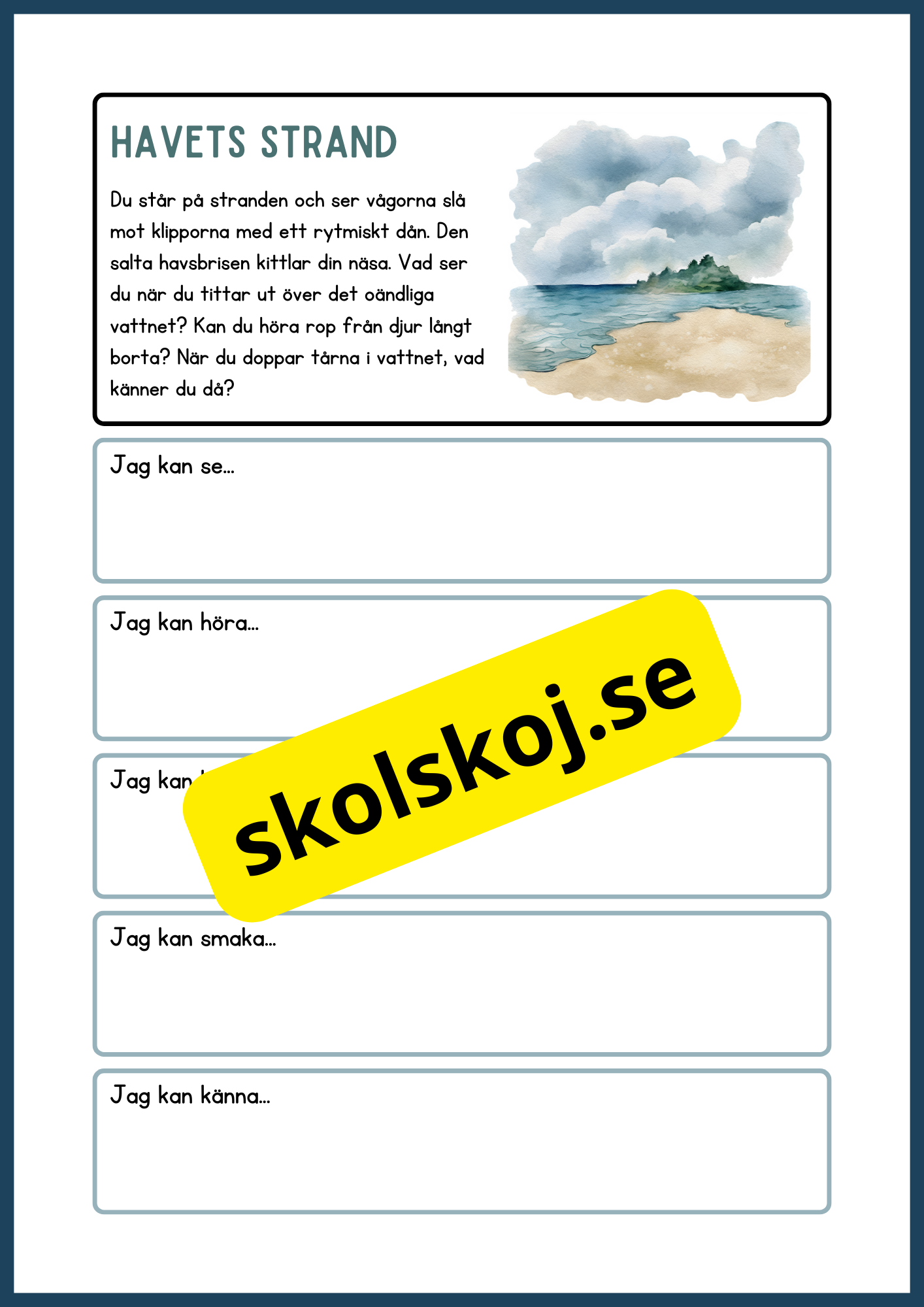 Skrivuppgifter - Använd dina sinnen för att utforska naturen