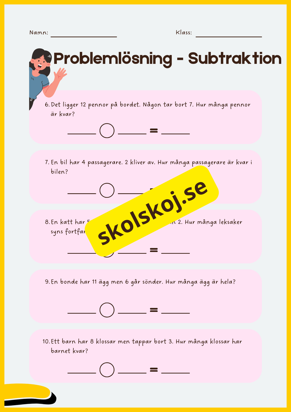 Problemlösning - Enkel addition och subtraktion - Årskurs 1 - 2