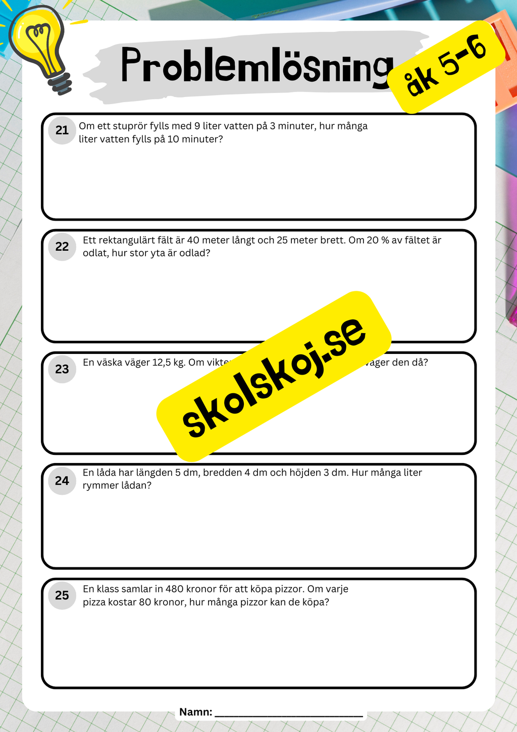 Problemlösning - Matematik - Årskurs 5-6
