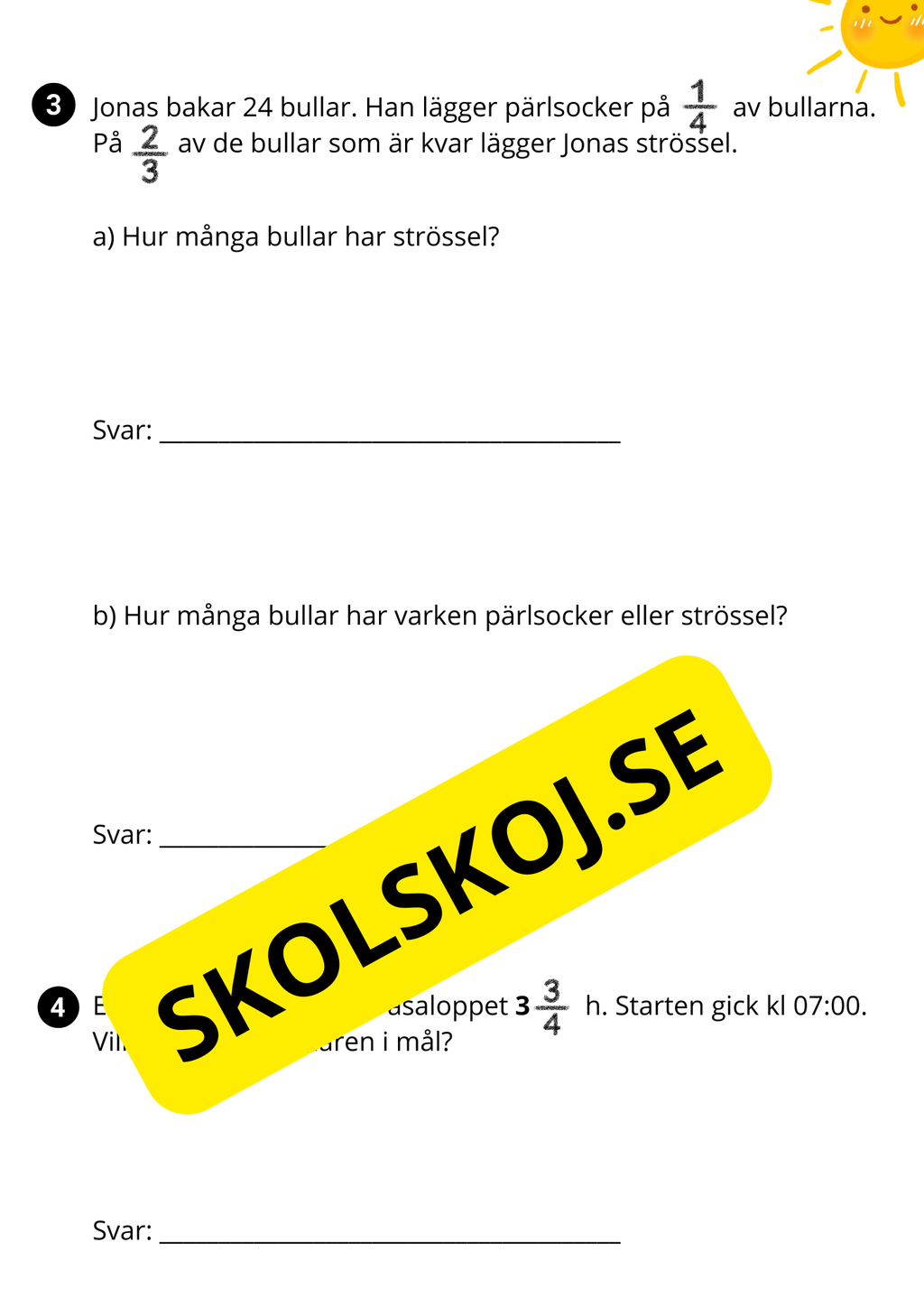 Träna inför provet - Bråk - Årskurs 4