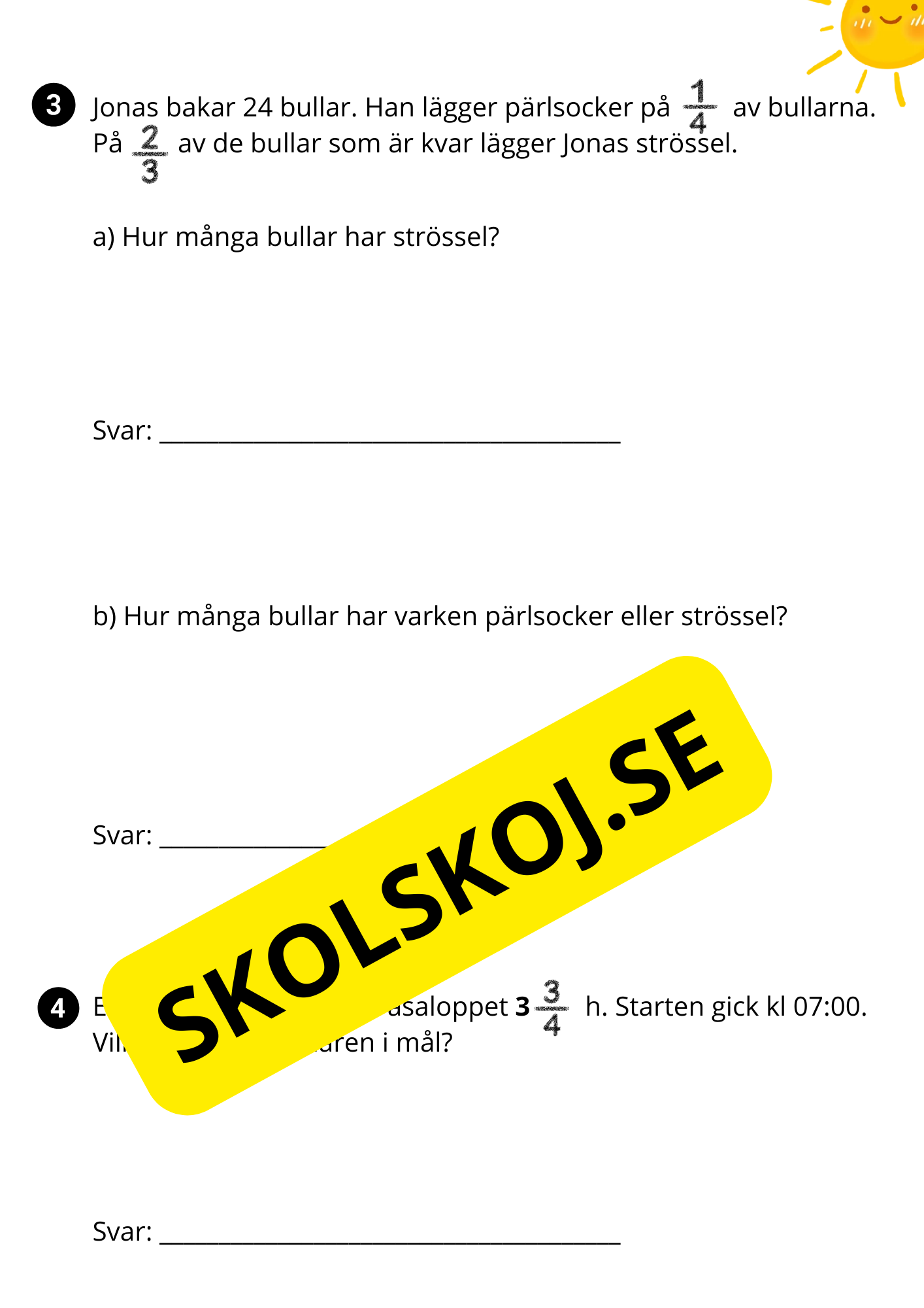 Träna inför provet - Bråk - Årskurs 4