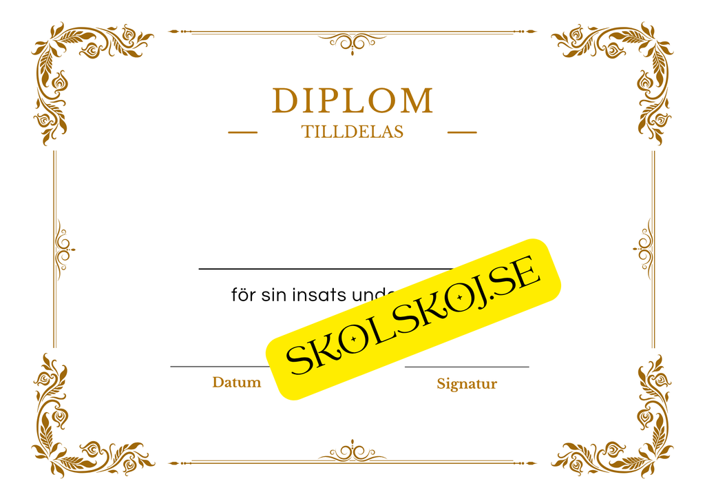 Sju olika diplom - Skolavslutning (A5 format)