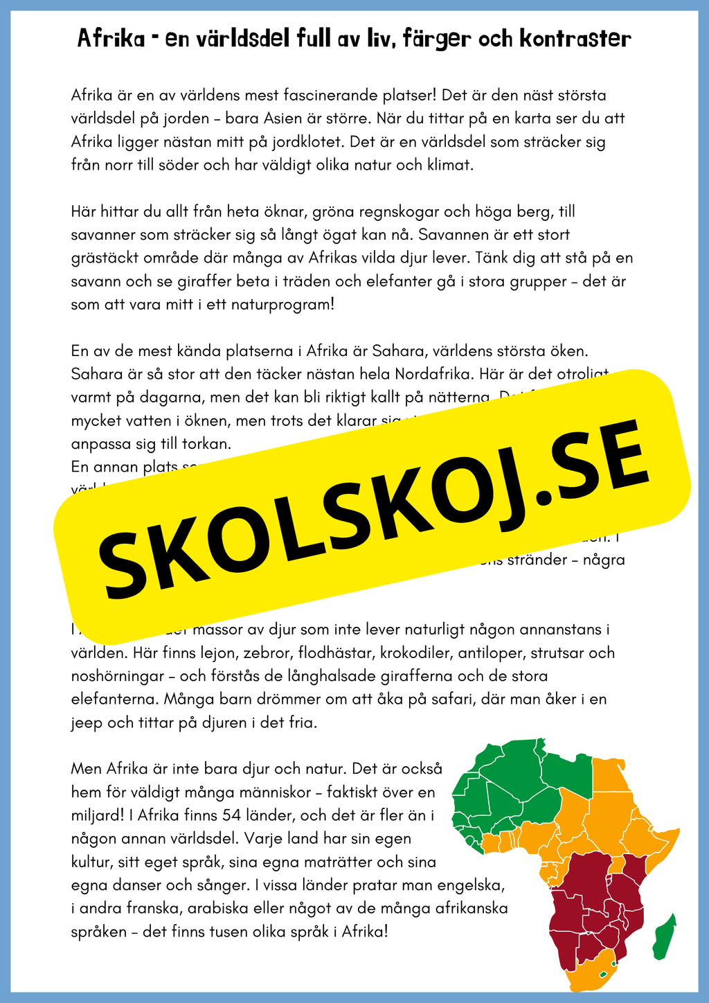 Upptäck världen - En resa genom världsdelar och världshav - Årskurs 3 - 6