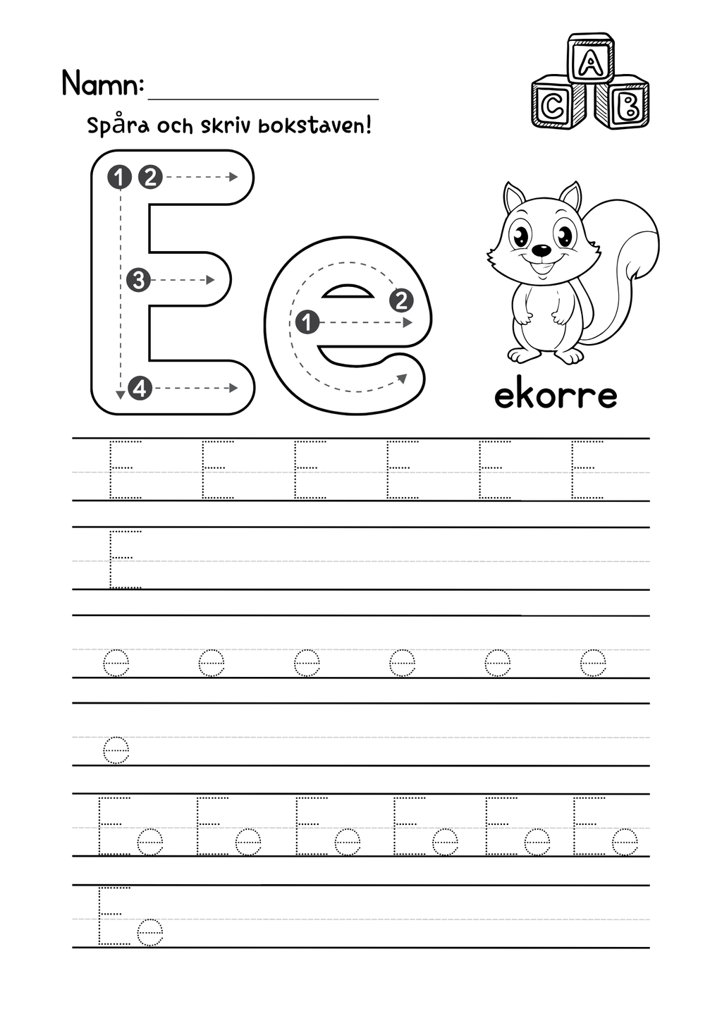 Spåra och skriv bokstäverna - Hela alfabetet
