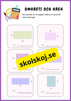Omkrets och area - Genomgång och uppgifter - Årskurs 4 - 5
