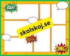Färgglada och illustrativa serierutor med i superhjältarnas värld.