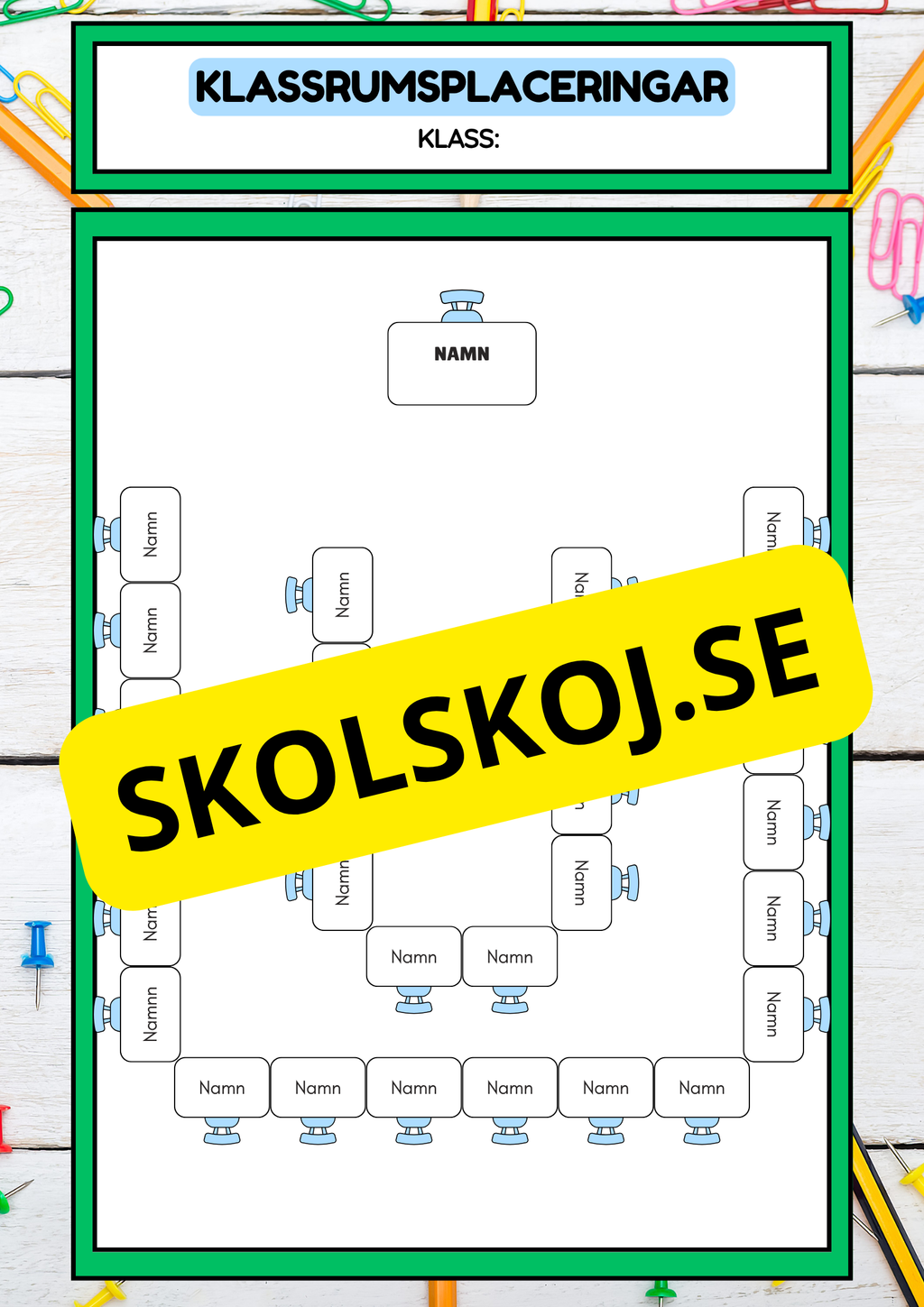 Klassrumsplaceringar - Redigerbara - Powerpoint