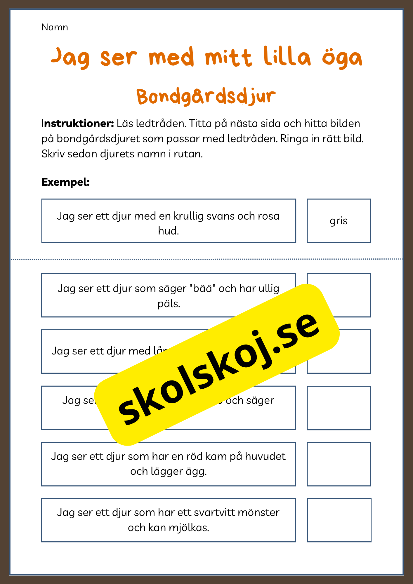 Bondgårdsdjur - Blandade uppgifter