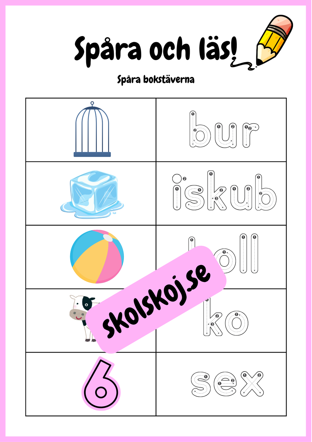 Spåra och läs - Spåra bokstäverna