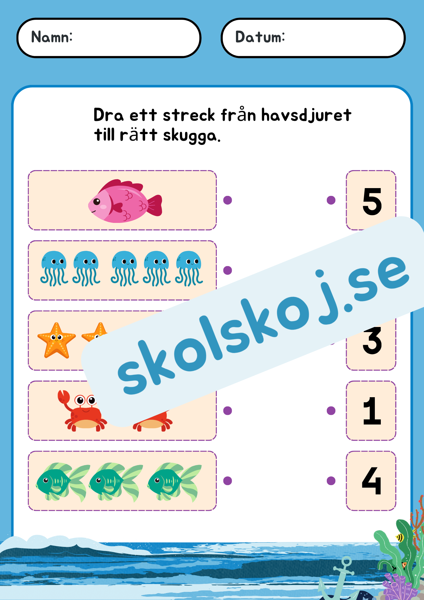 Under havet - Förskola - Förskoleklass - Blandade uppgifter