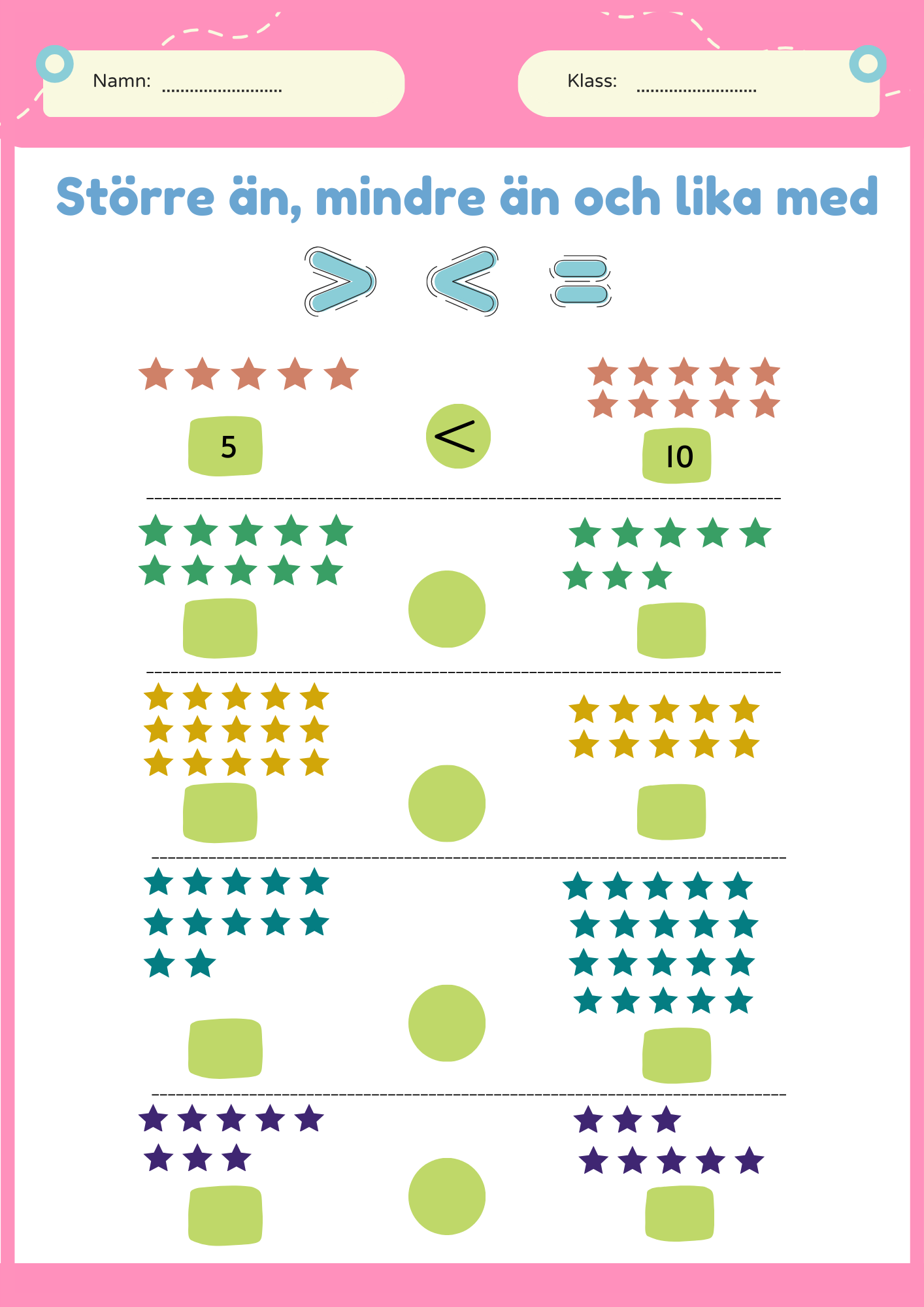 Större än, mindre än och lika med - Häfte