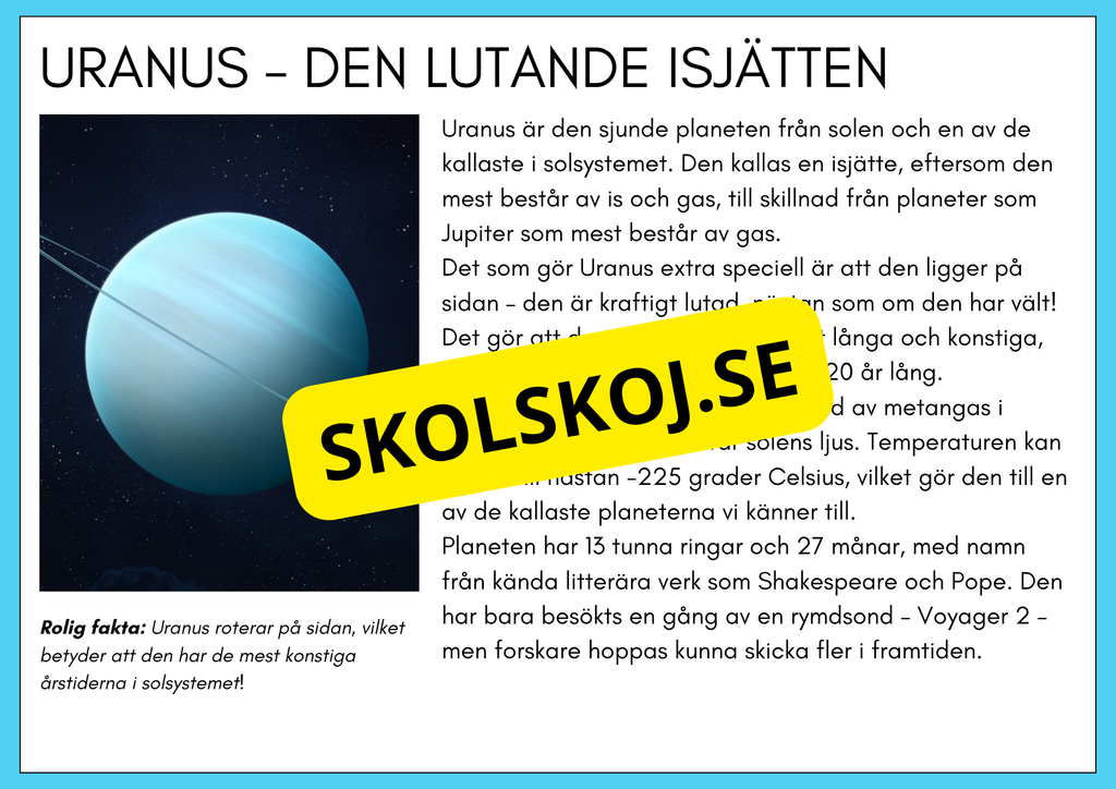 Upptäck solsystemet och skapa din egen planet