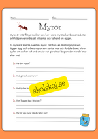 Enkel läsförståelse - Tema insekter