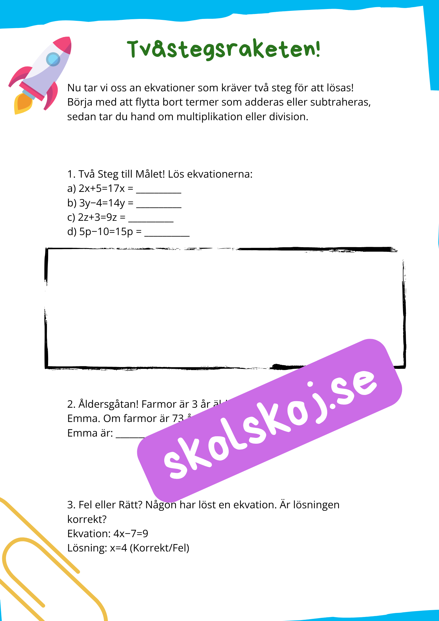 Algebraövningar - Årskurs 7 - 9