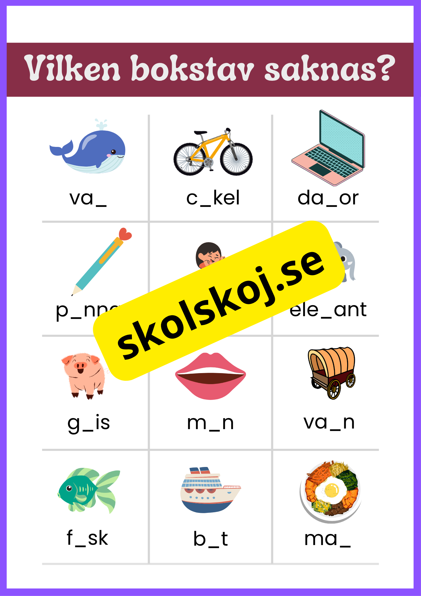 Vilken bokstav saknas - Häfte