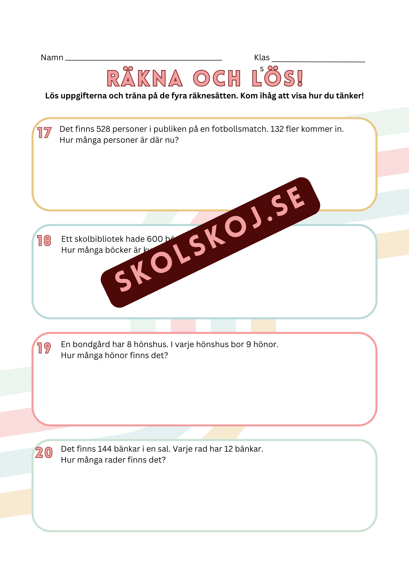 Räkna och lös - Årskurs 4 - 5