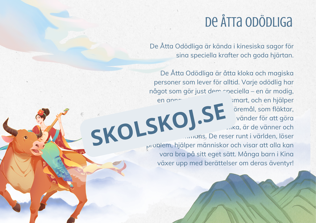 Kinesisk mytologi - Fakta + frågor - Årskurs 4 - 9