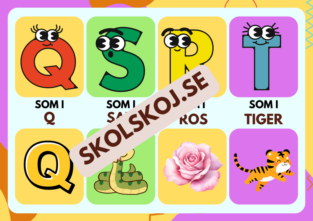Alfabetet - Bildkort - Para ihop bokstav och bild
