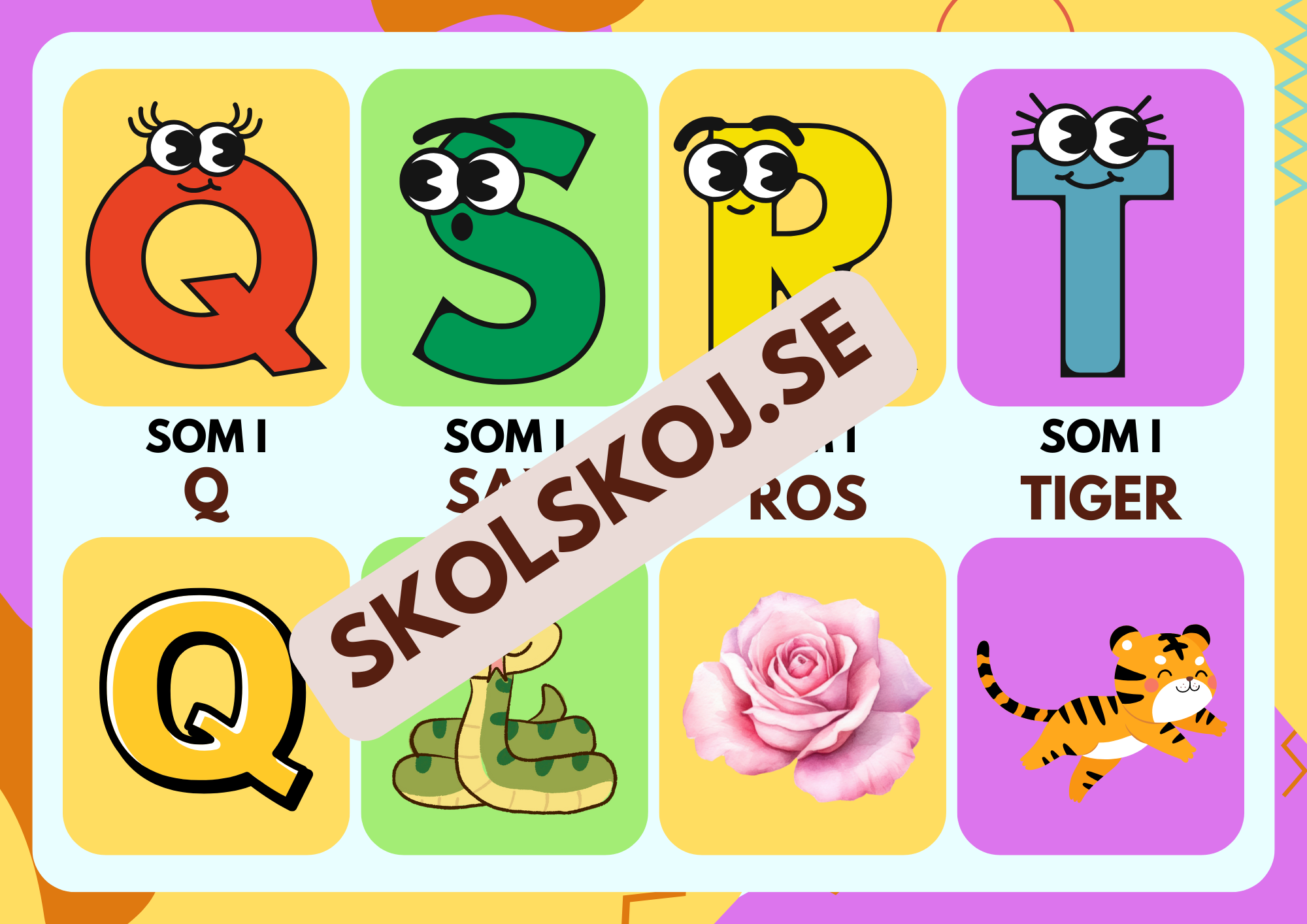 Alfabetet - Bildkort - Para ihop bokstav och bild