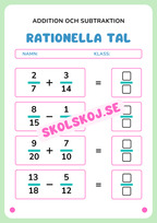 Rationella tal - Addition och subtraktion