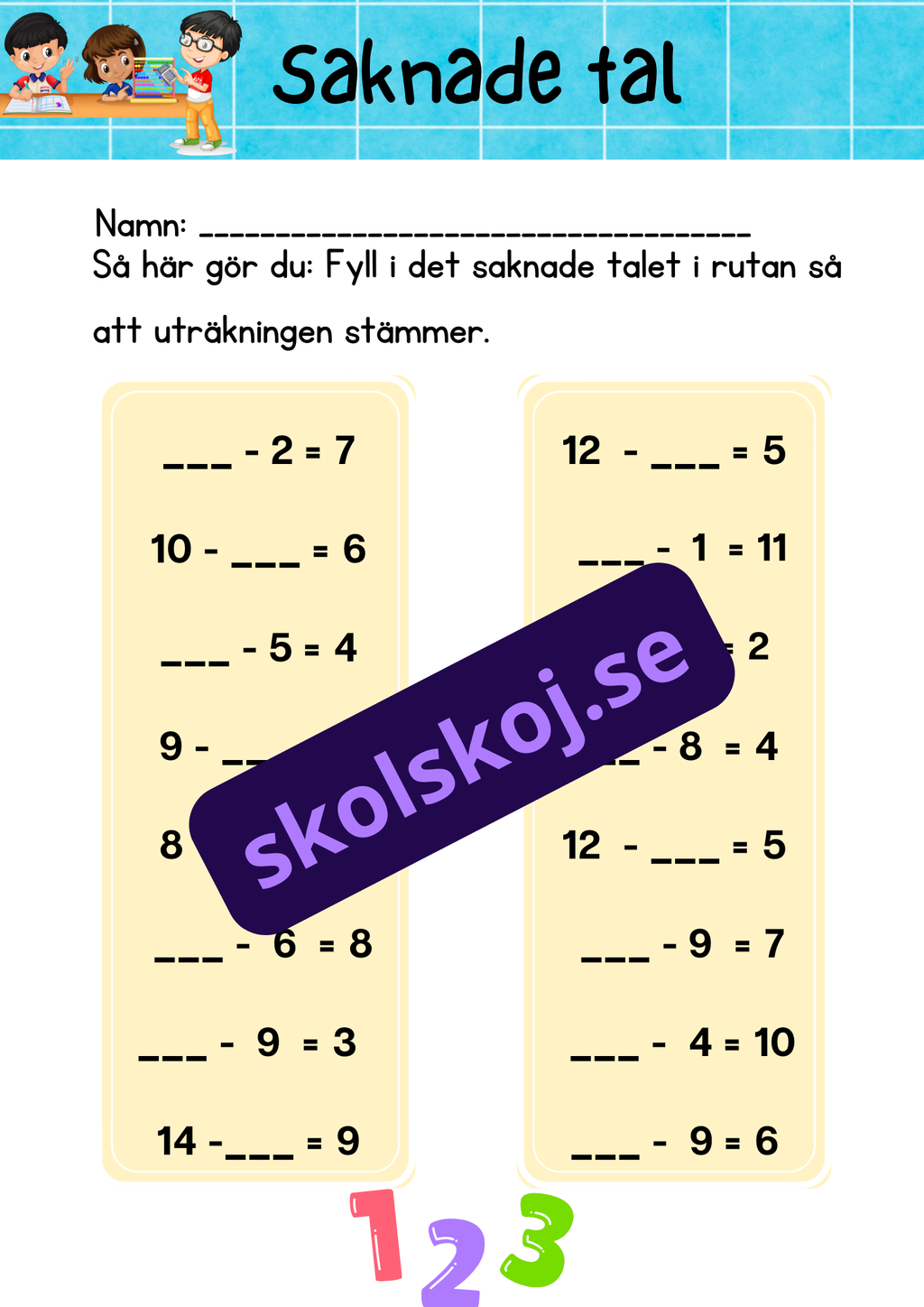 Saknade tal - Häfte