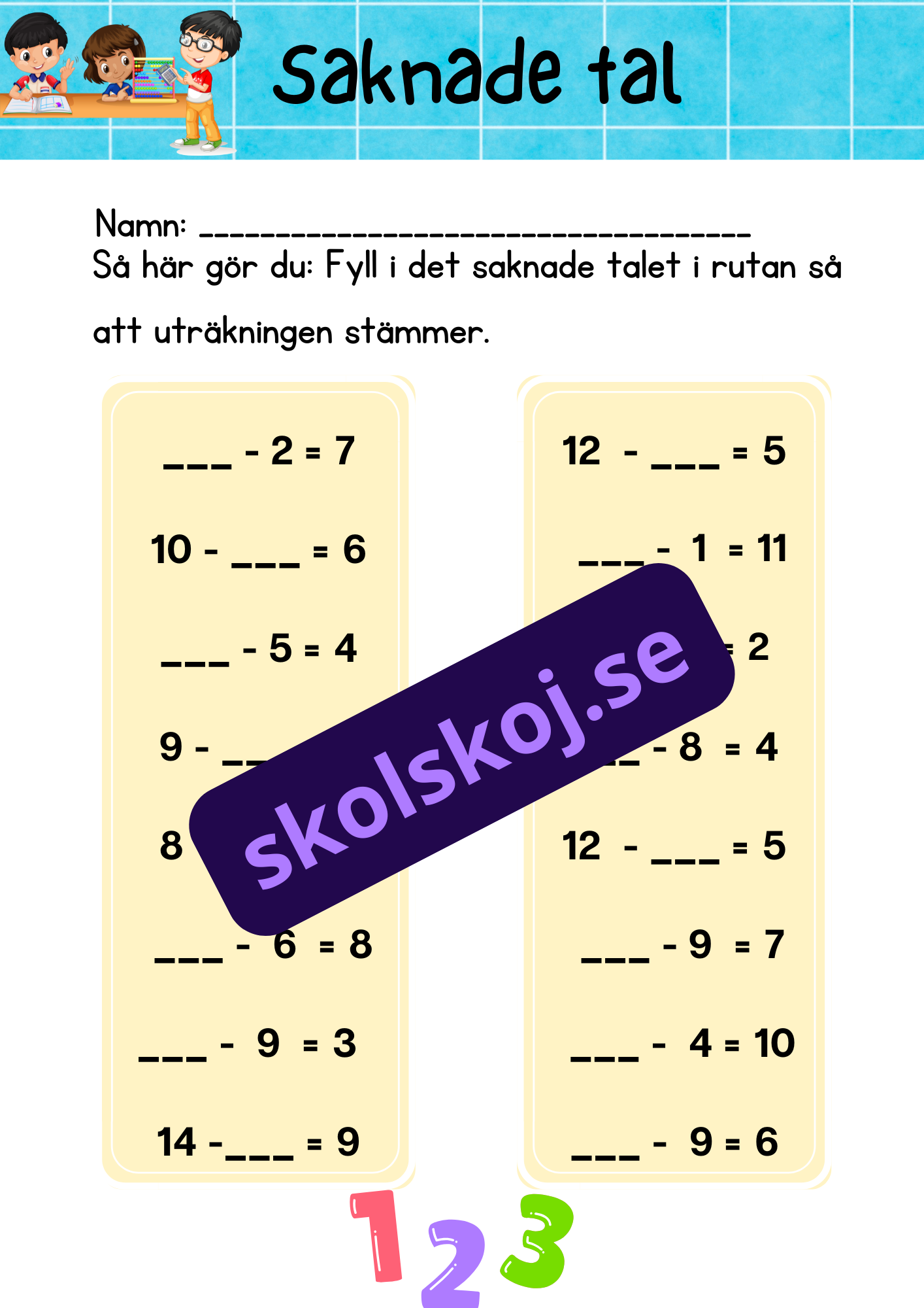 Saknade tal - Häfte