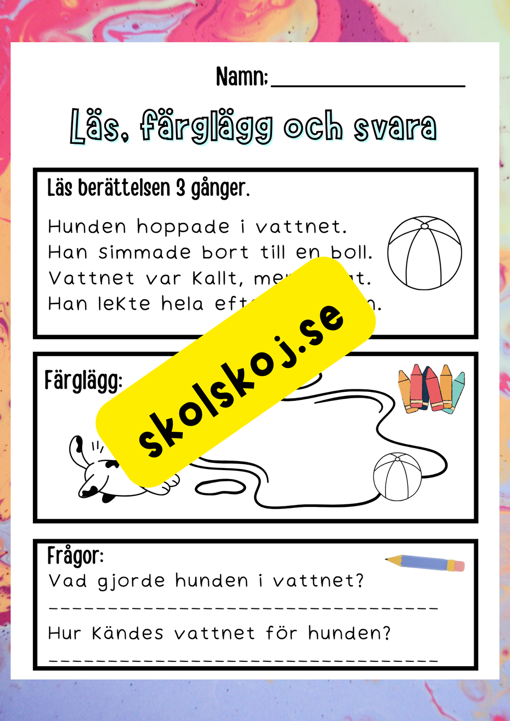 Läs, färglägg och svara - Häfte