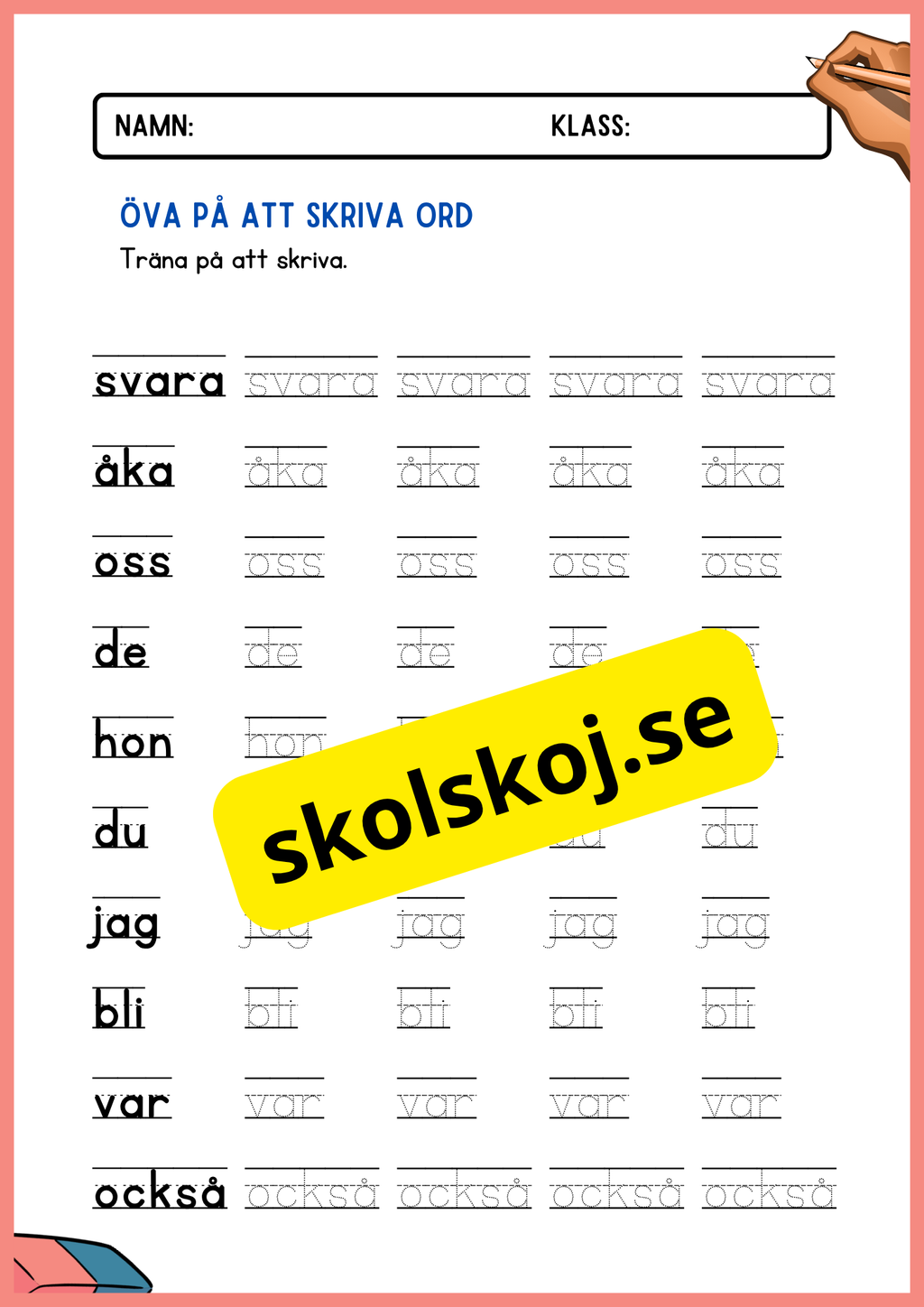 Öva på att skriva ord - Häfte