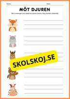 Möt djuren - Skriv meningar som beskriver djuren