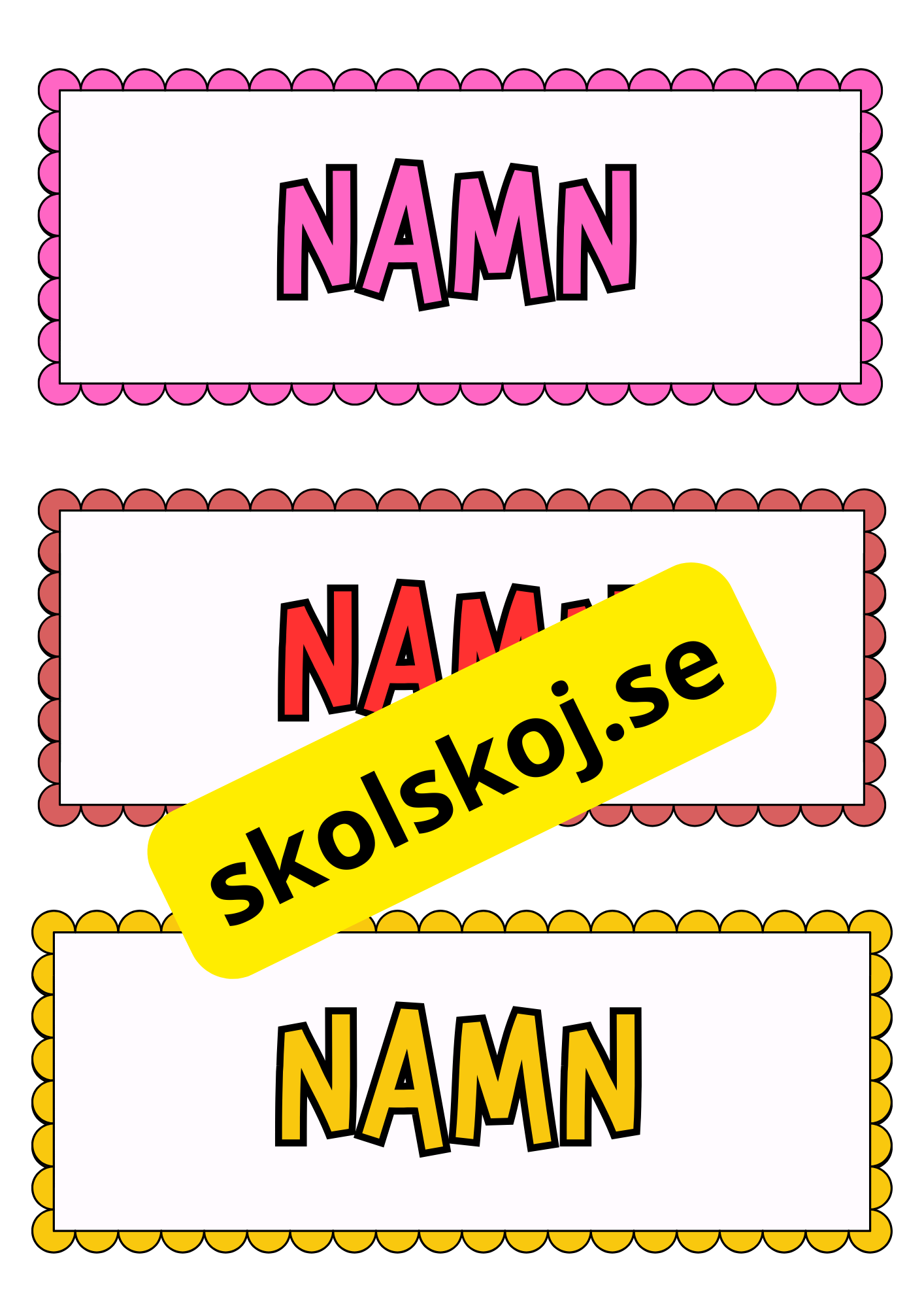 Namnskyltar - A4 - Redigerbara