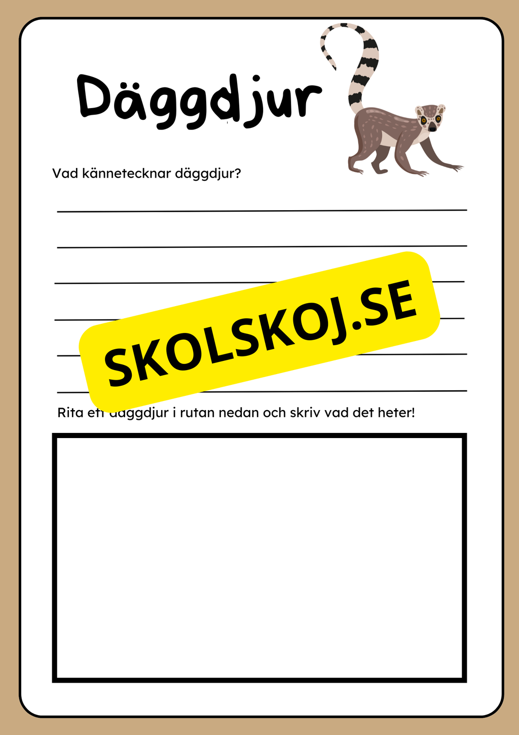 Klassificering av djur - Fakta och uppgifter - Åk 3 - 6