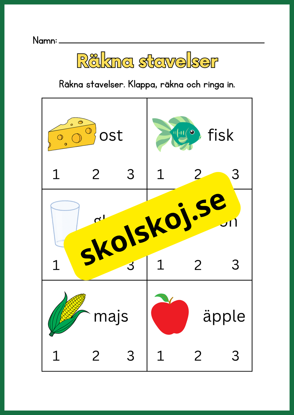 Räkna stavelser - Häfte