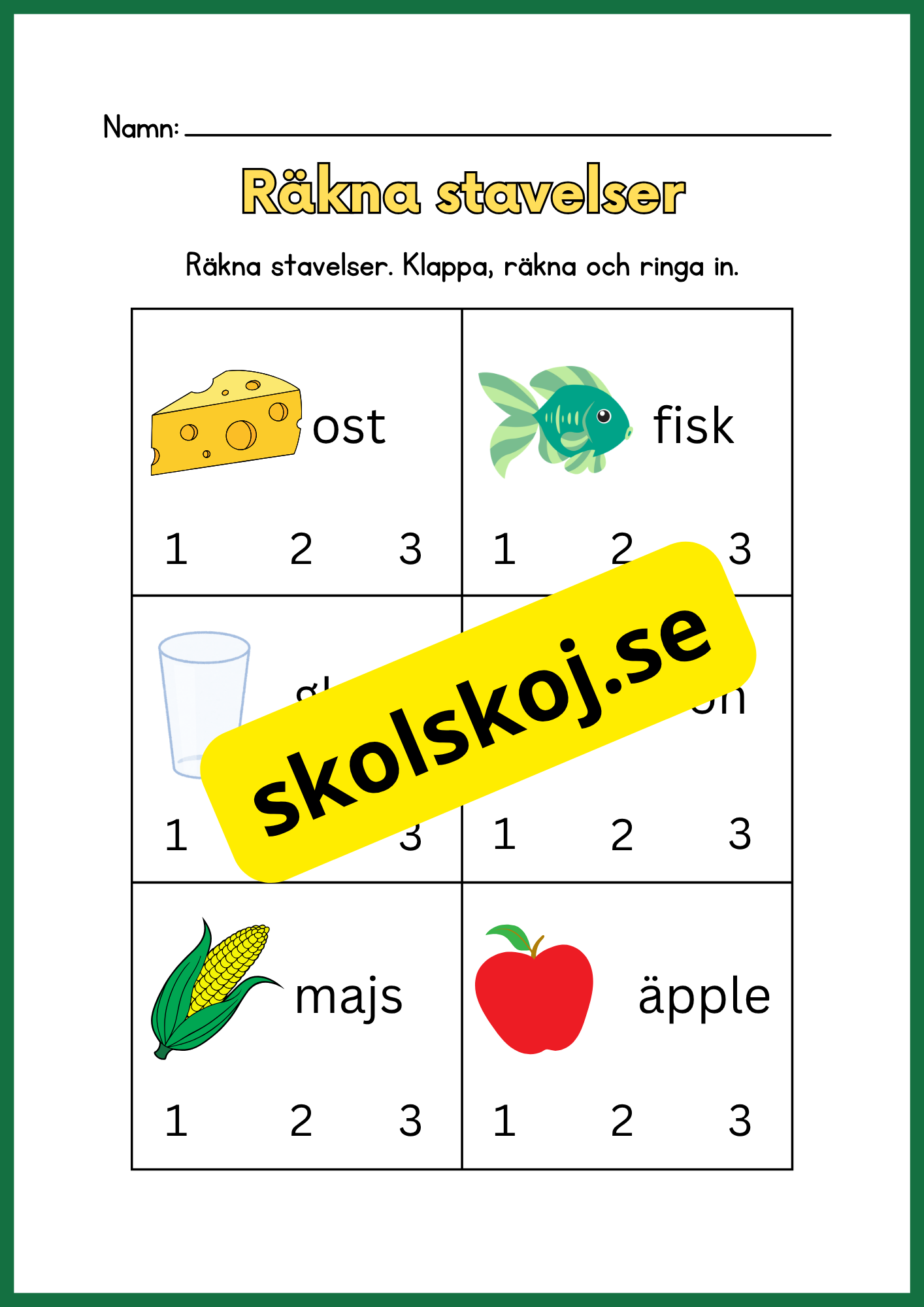 Räkna stavelser - Häfte