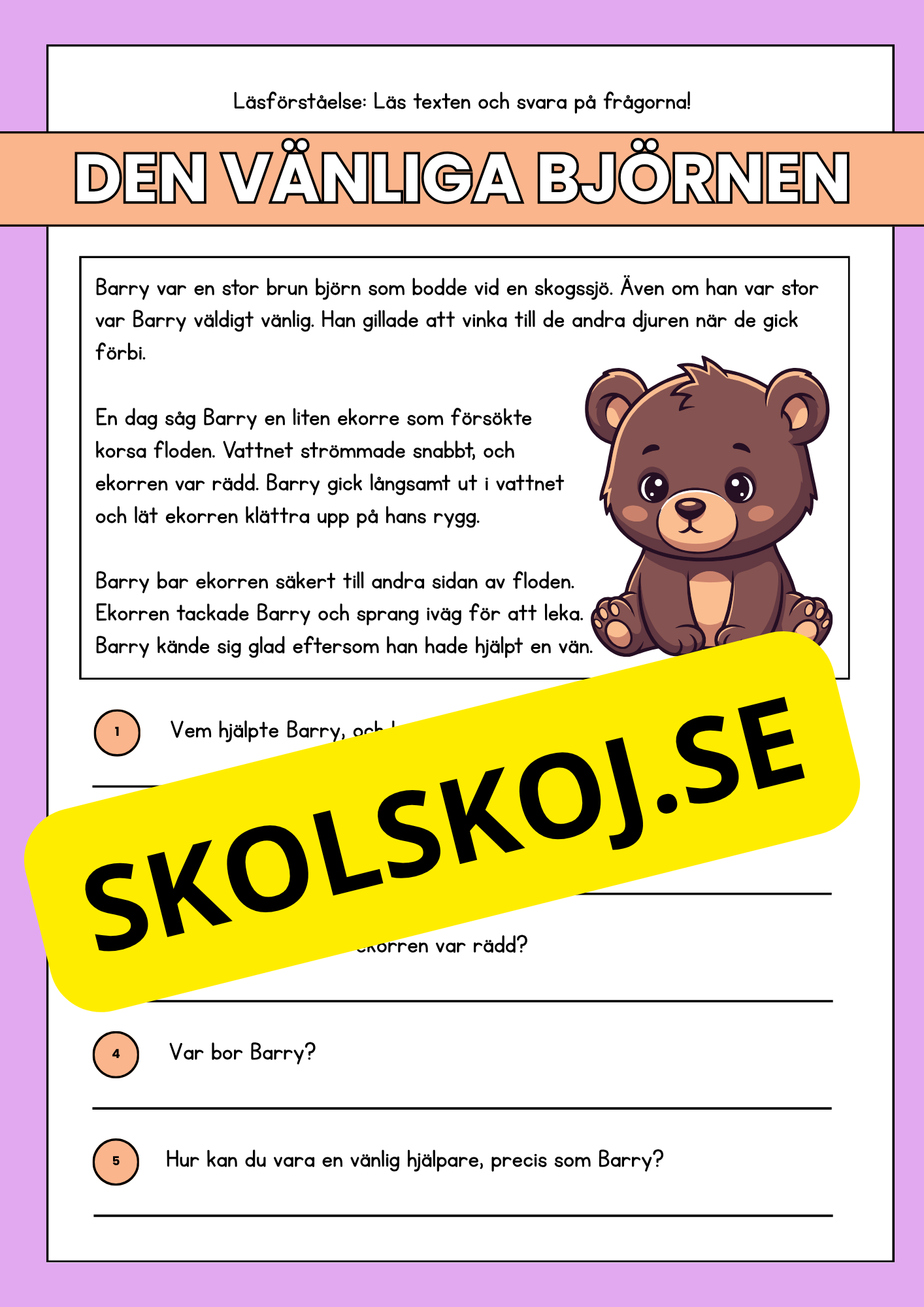 Läsförståelse - Djur- 14 texter