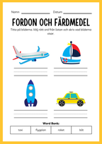 Fordon och färdmedel - Arbetsbok - Blandade uppgifter (24 sidor)