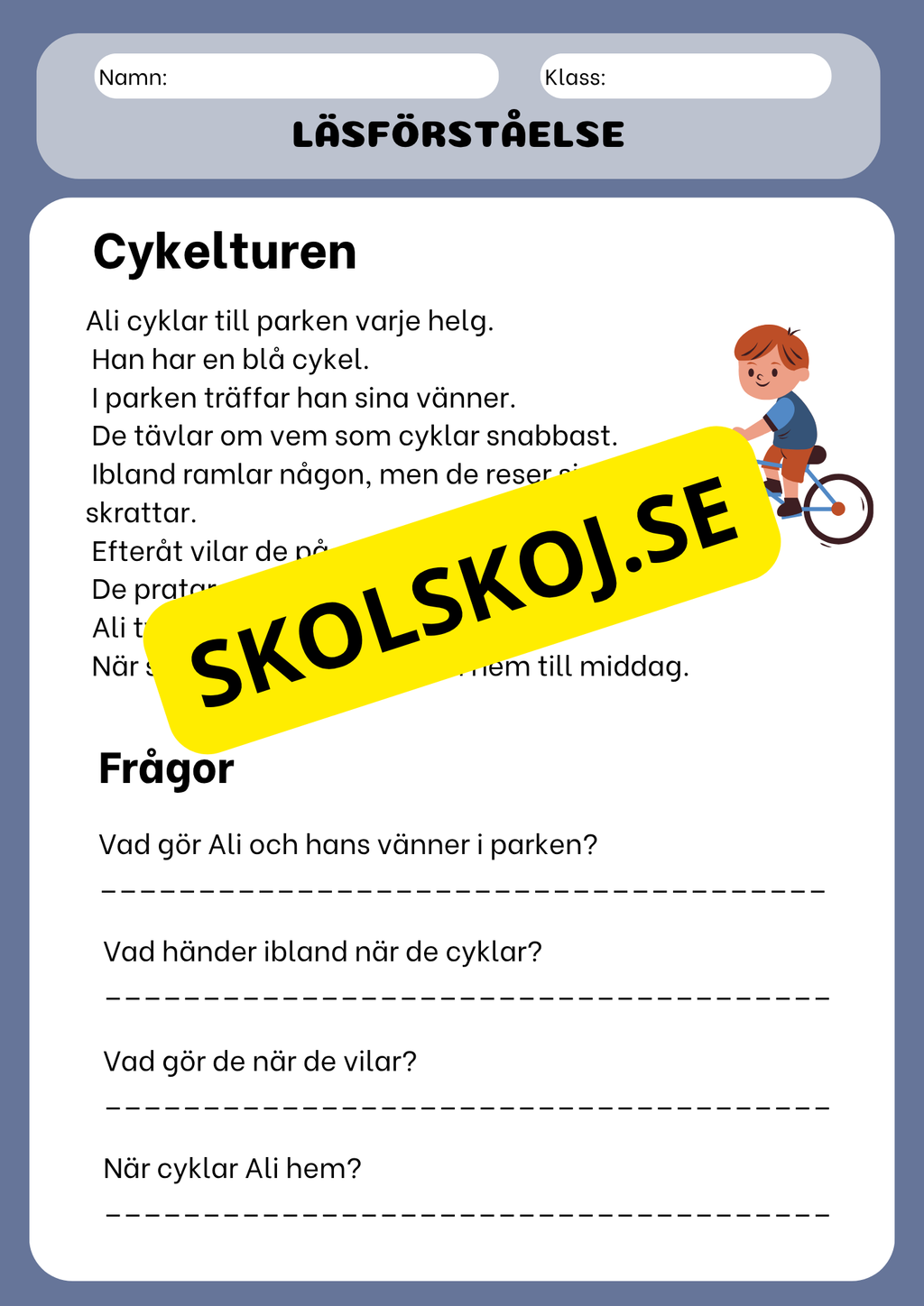 Läsförståelse med korta berättelser